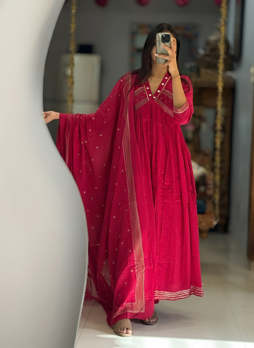 Beautiful Anarkali Kurti with Original Mirror and Embroidery Work