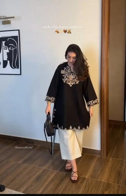 Stylish Heavy Embroidery Kurti With Pant Set