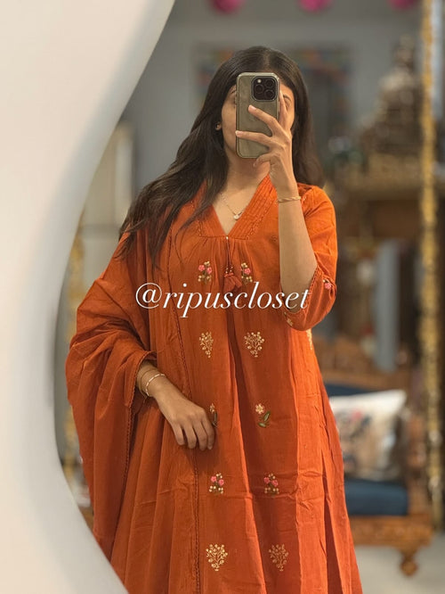 Beautiful A-line Kurti with Havy Embroidery Work