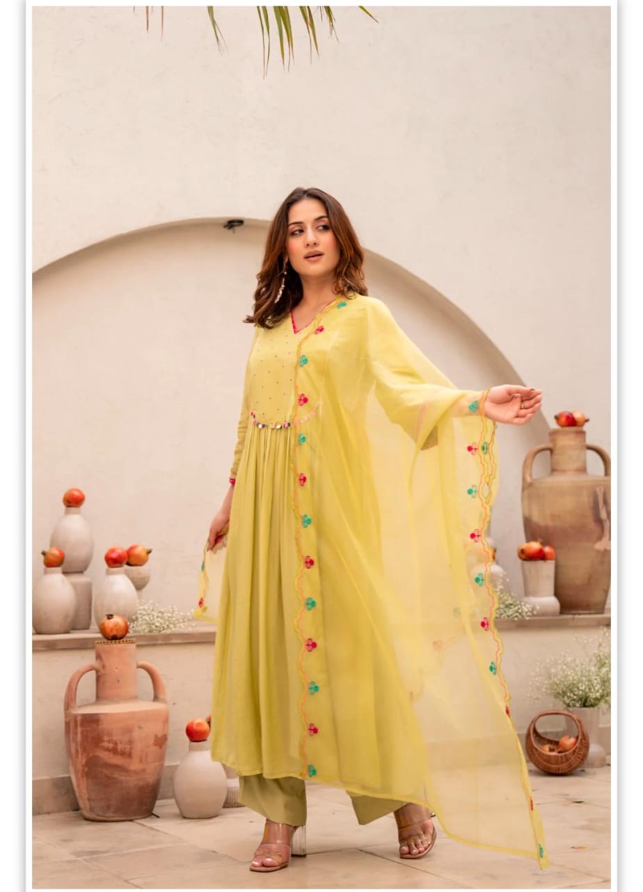 Lemon Zest Anarkali Suit Set