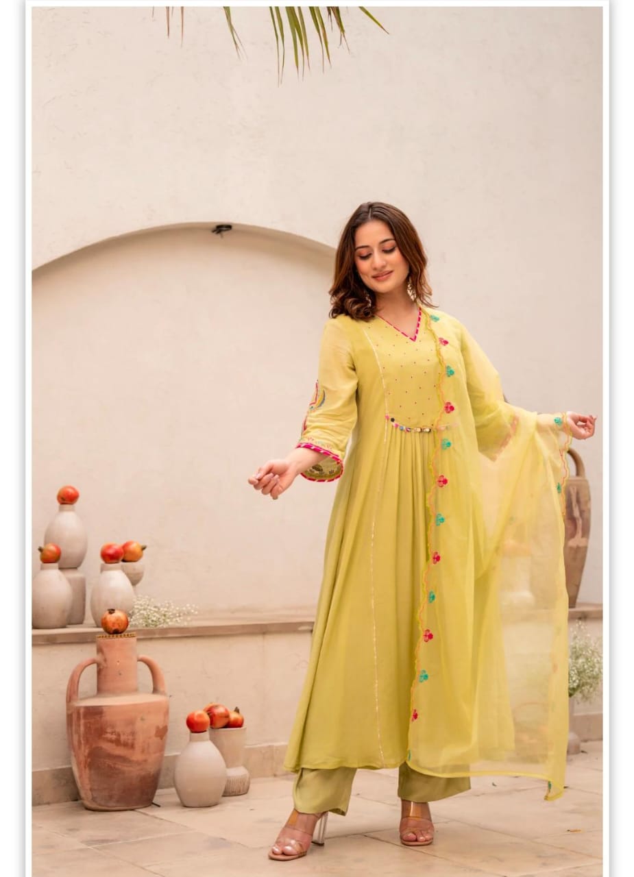 Lemon Zest Anarkali Suit Set