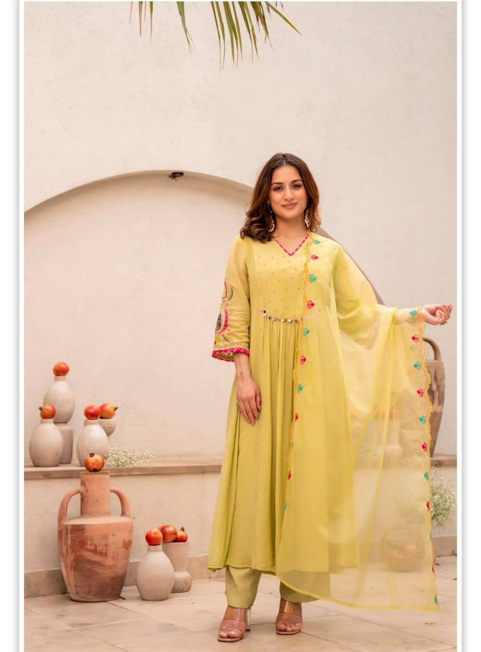 Lemon Zest Anarkali Suit Set