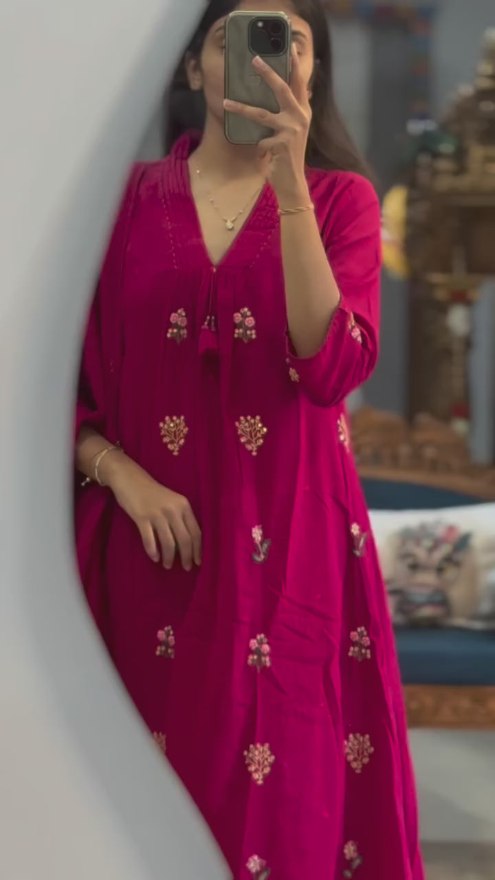 Beautiful A-line Kurti with Havy Embroidery Work